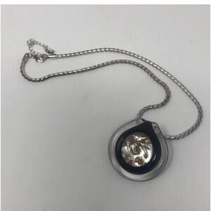 Blown glass boho pendant w/ silver rope chain